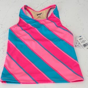 Lands' End Kids Swim Rashguard - Pink and Blue Stripes